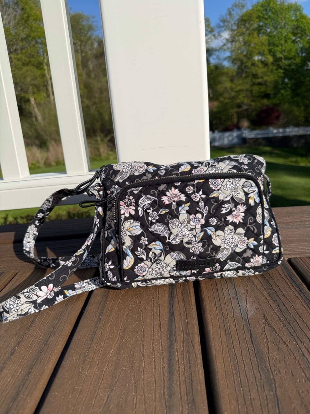 Vera Bradley Floral Quilted Crossbody Bag - Black Floral